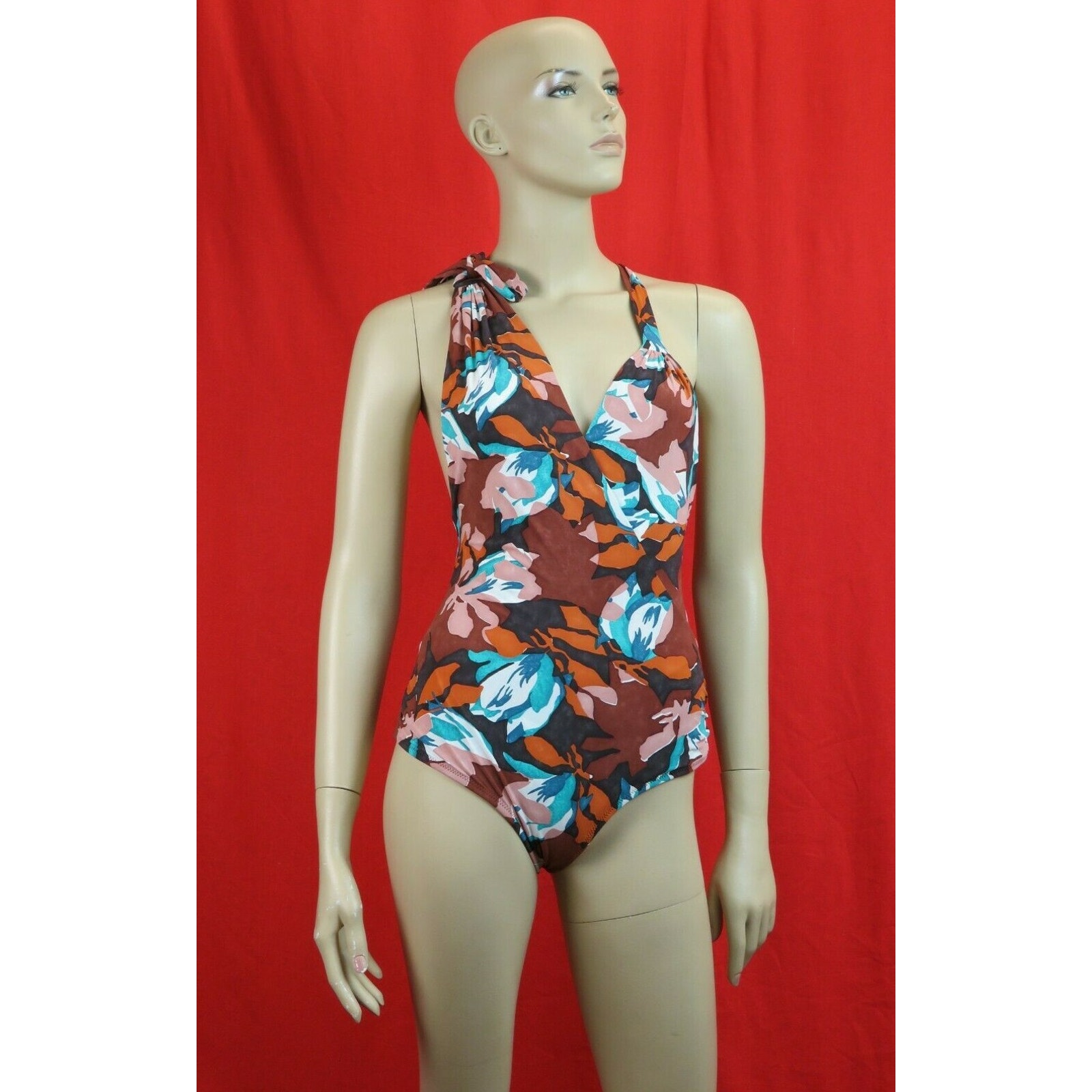 Nwt Balenciaga 235784 Multi Color Floral Nylon Bow Swimsuit 38 Italy $ 755